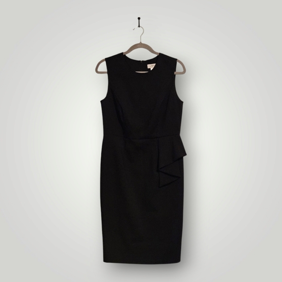 Ann Taylor Dress Womens 6 Black‎ Stretch Sheath Sleeveless Asymmetrical Peplum - Picture 1 of 8